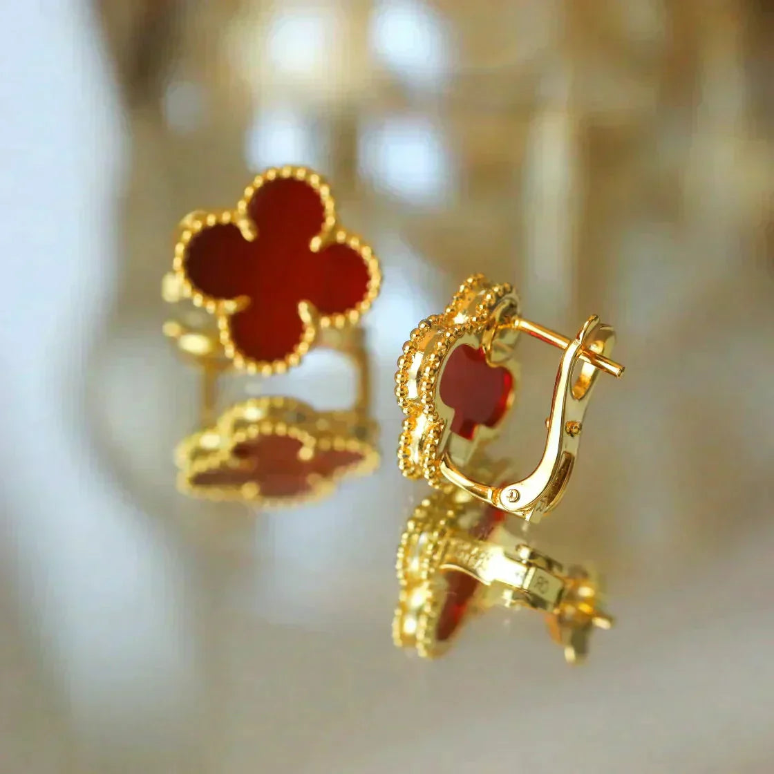 [Rose Jewellery]CLOVER MEDIUM 1 MOTIFS CARNELIAN  EARRINGS