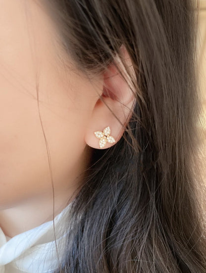 [Rose Jewellery]STAR BLOSSOM STUD EARRINGS PINK GOLD DIAMONDS