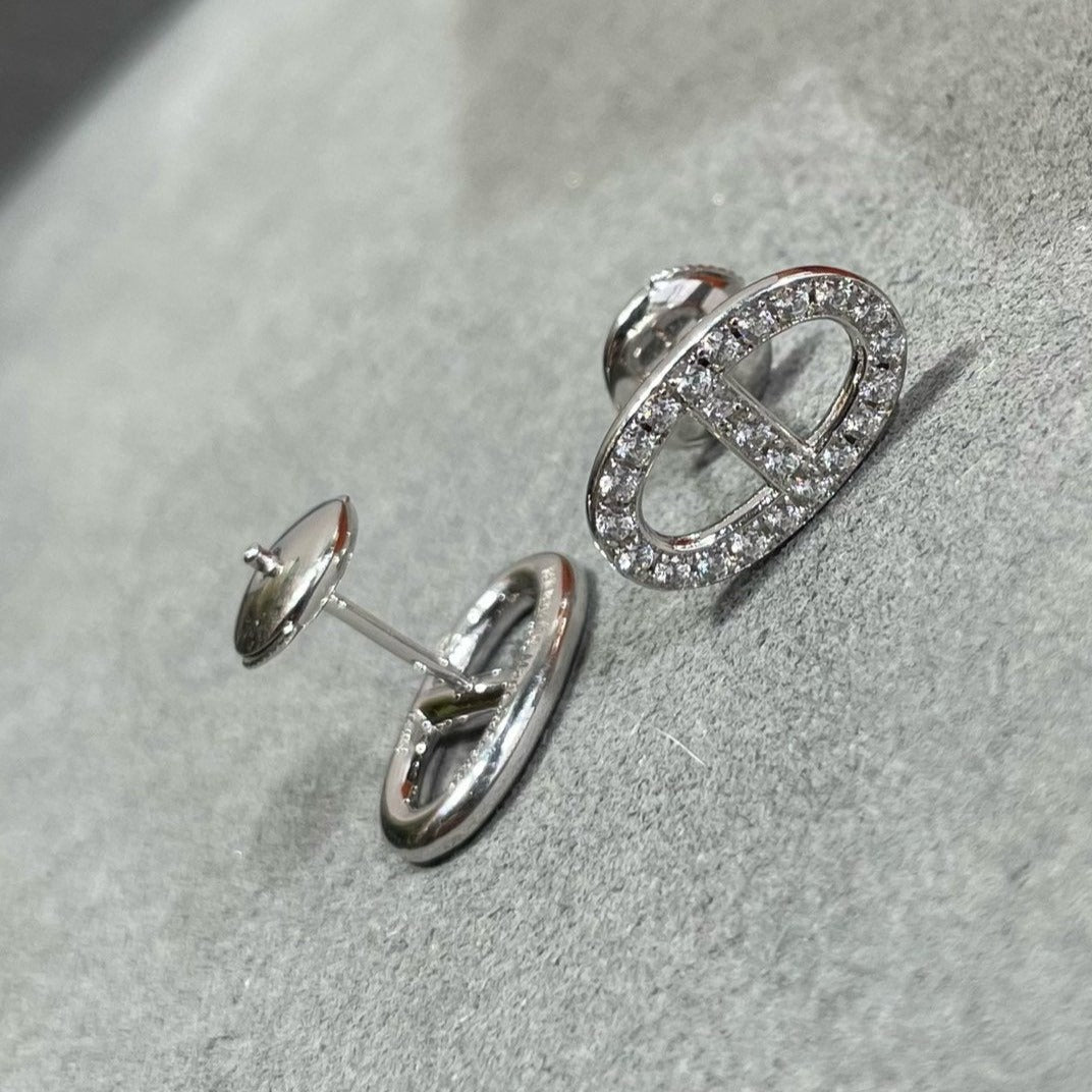 [Rose Jewellery]HM FULL DIAMOND PIG NOSE STUD EARRINGS