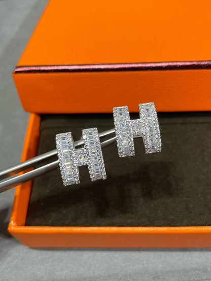 [Rose Jewellery]H STUD EARRINGS WITH SILVER DIAMONDS