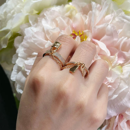 [Rose Jewellery]HM KELLY CLOCHETTE DOUBLE RING IN ROSE GOLD WITH DIAMONDS