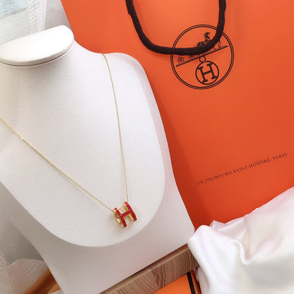 [Rose Jewellery]HM CLIC RED ENAMEL GOLD NECKLACE