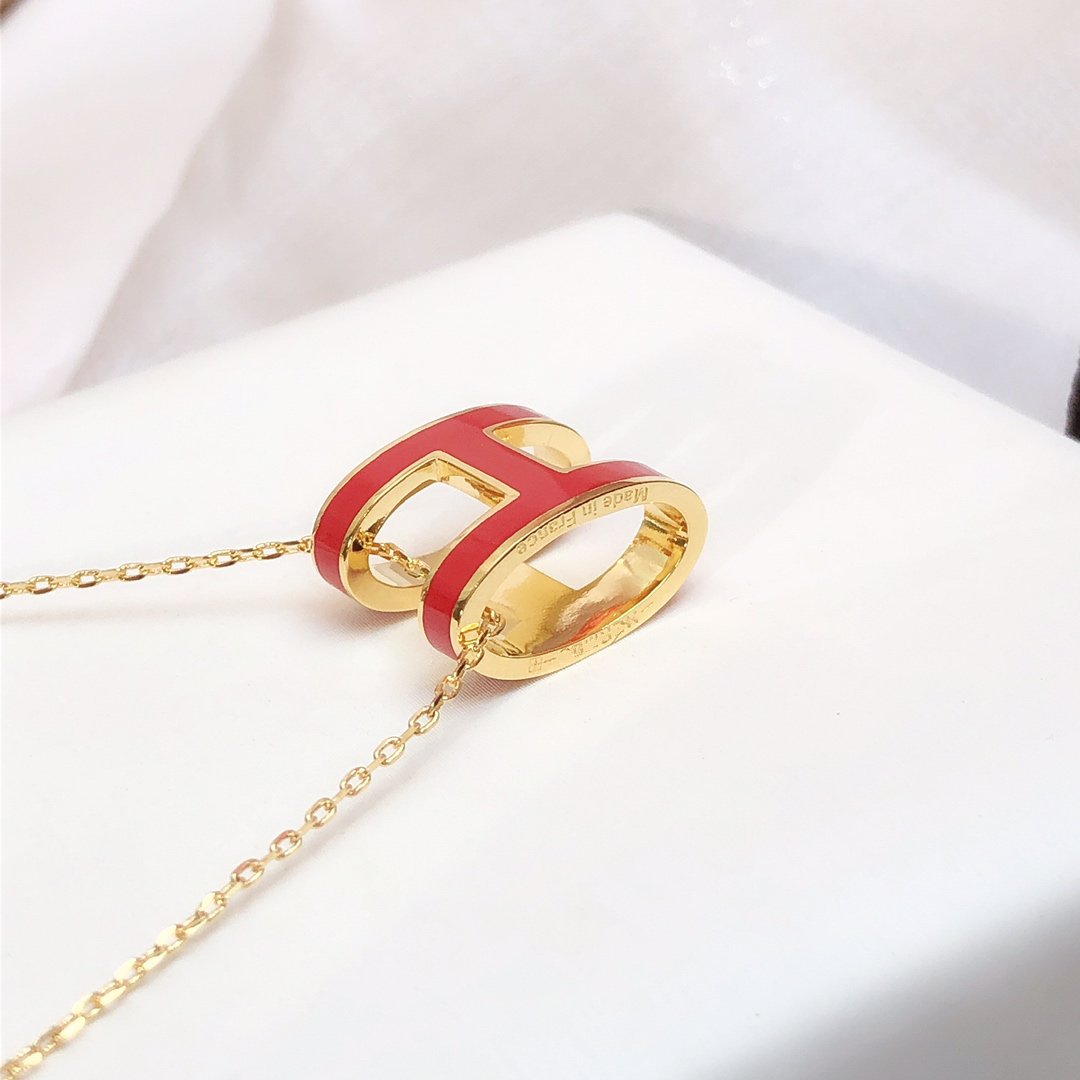 [Rose Jewellery]HM CLIC RED ENAMEL GOLD NECKLACE