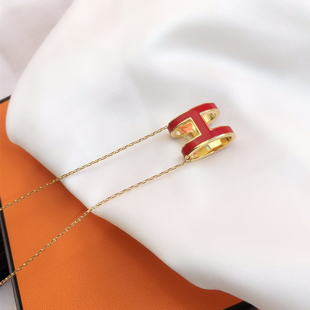 [Rose Jewellery]HM CLIC RED ENAMEL GOLD NECKLACE