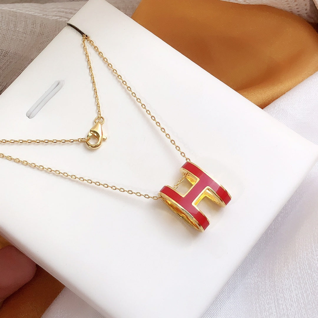 [Rose Jewellery]HM CLIC RED ENAMEL GOLD NECKLACE