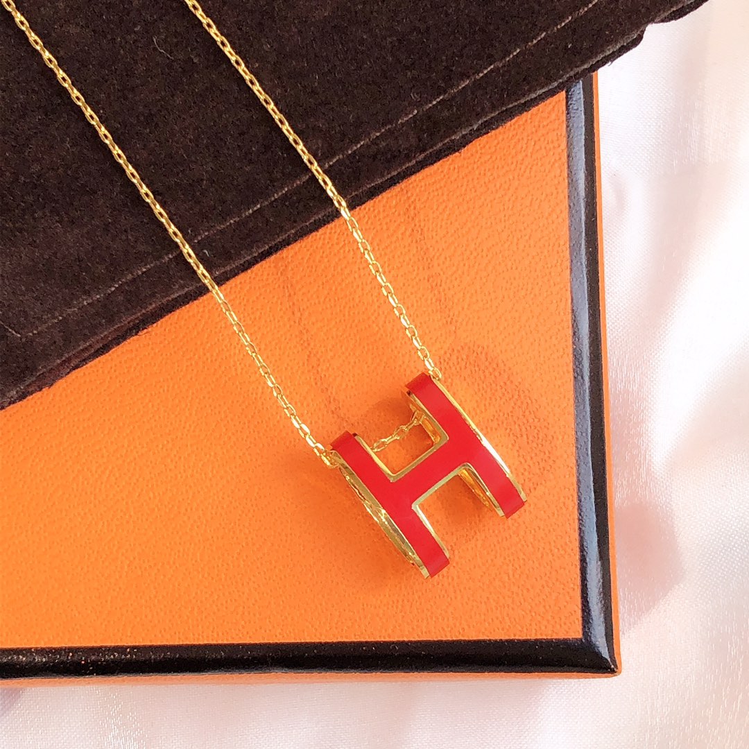 [Rose Jewellery]HM CLIC RED ENAMEL GOLD NECKLACE