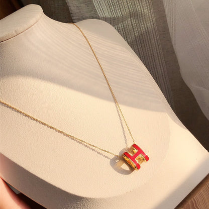 [Rose Jewellery]HM CLIC RED ENAMEL GOLD NECKLACE