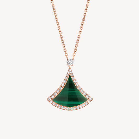 [Rose Jewellery]DREAM MALACHITE DIAMOND PAVED PINK GOLD NECKLACE