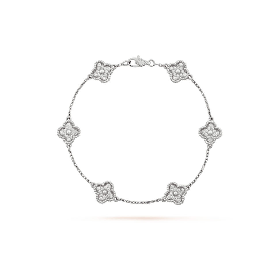 [Rose Jewellery]CLOVER 6 MOTIF SILVER DIAMOND BRACELET