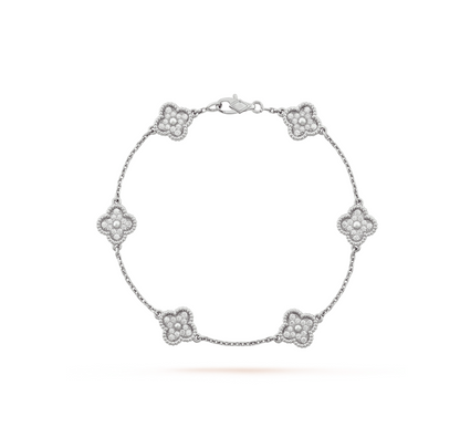 [Rose Jewellery]CLOVER 6 MOTIF SILVER DIAMOND BRACELET