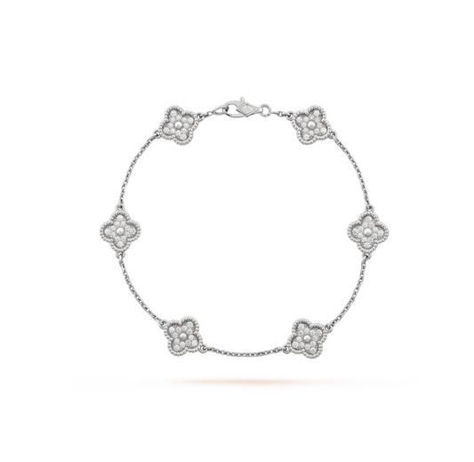 [Rose Jewellery]CLOVER 6 MOTIF SILVER DIAMOND BRACELET