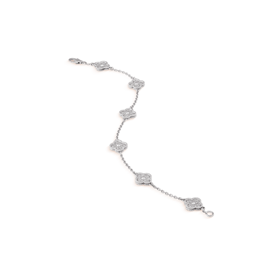 [Rose Jewellery]CLOVER 6 MOTIF SILVER DIAMOND BRACELET