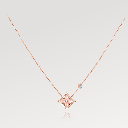 [Rose Jewellery]LV STAR PINK MOP 1 DIAMOND PINK GOLD NECKLACE