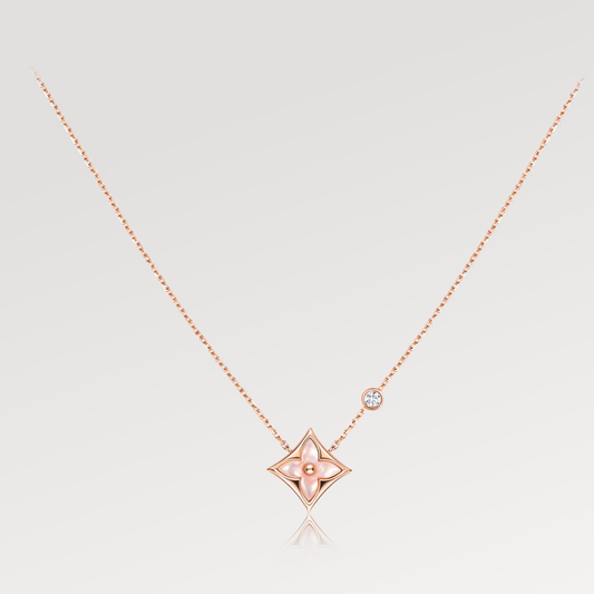 [Rose Jewellery]LV STAR PINK MOP 1 DIAMOND PINK GOLD NECKLACE