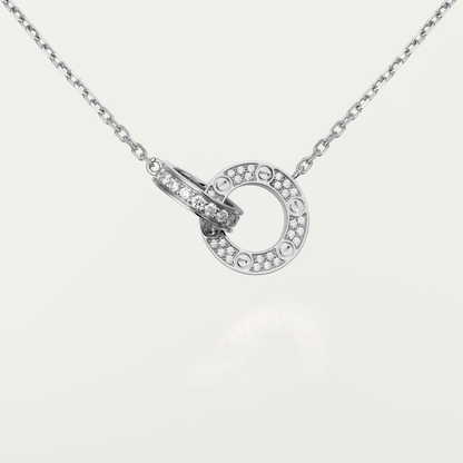 [Rose Jewellery]LOVE 7.6MM NECKLACE ROSE GOLD AND SILVER  FULL DIAMOND