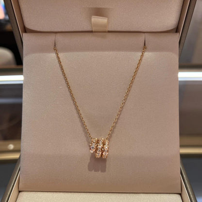 [Rose Jewellery]SERPENTI PINK GOLD NECKLACE DOUBLE RING DIAMOND