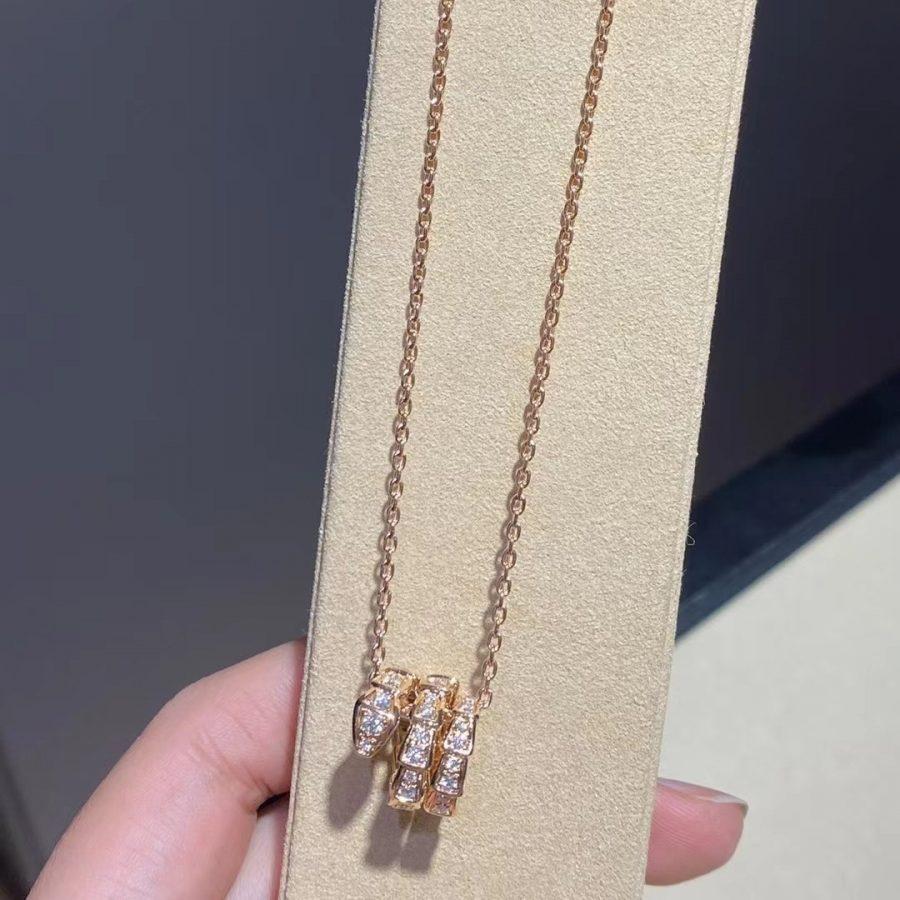 [Rose Jewellery]SERPENTI PINK GOLD NECKLACE DOUBLE RING DIAMOND