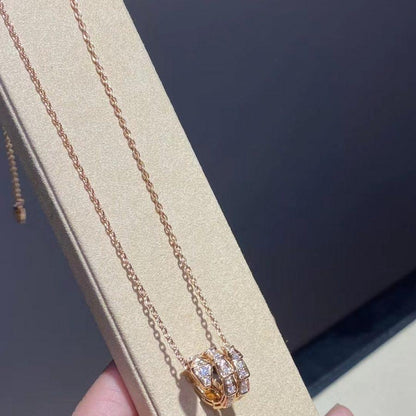 [Rose Jewellery]SERPENTI PINK GOLD NECKLACE DOUBLE RING DIAMOND