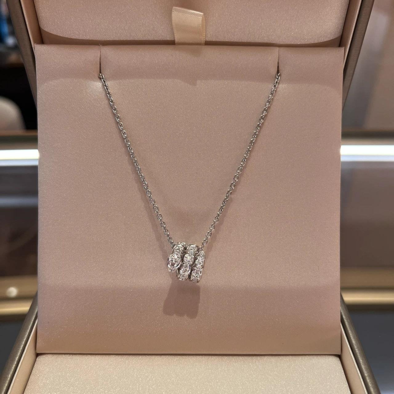 [Rose Jewellery]SERPENTI SILVER NECKLACE DOUBLE RING DIAMOND