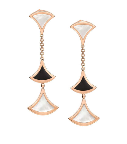 [Rose Jewellery]DREAM EARRINGS 3 MOTIFS ONYX MOP PINK GOLD