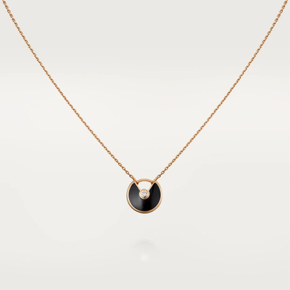 [Rose Jewellery]AMULETTE ROSE GOLD ONYX NECKLACE