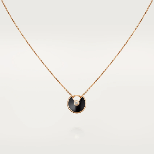 [Rose Jewellery]AMULETTE ROSE GOLD ONYX NECKLACE