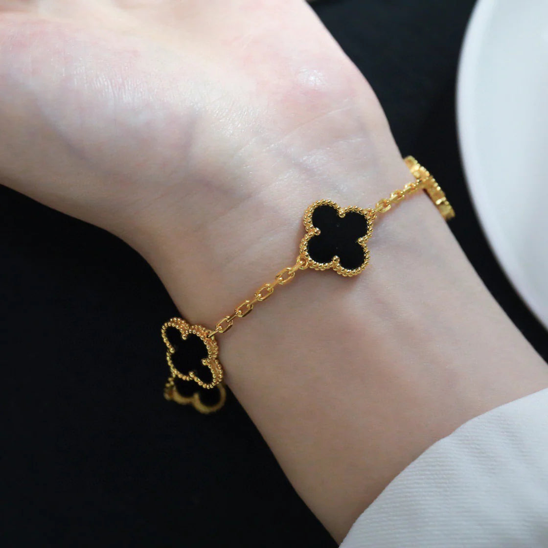 [Rose Jewellery]CLOVER  5 MOTIFS BLACK ONYX BRACELET