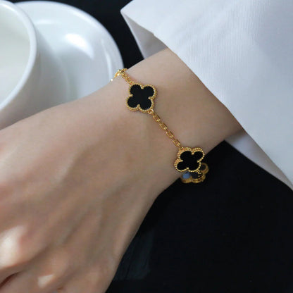 [Rose Jewellery]CLOVER  5 MOTIFS BLACK ONYX BRACELET