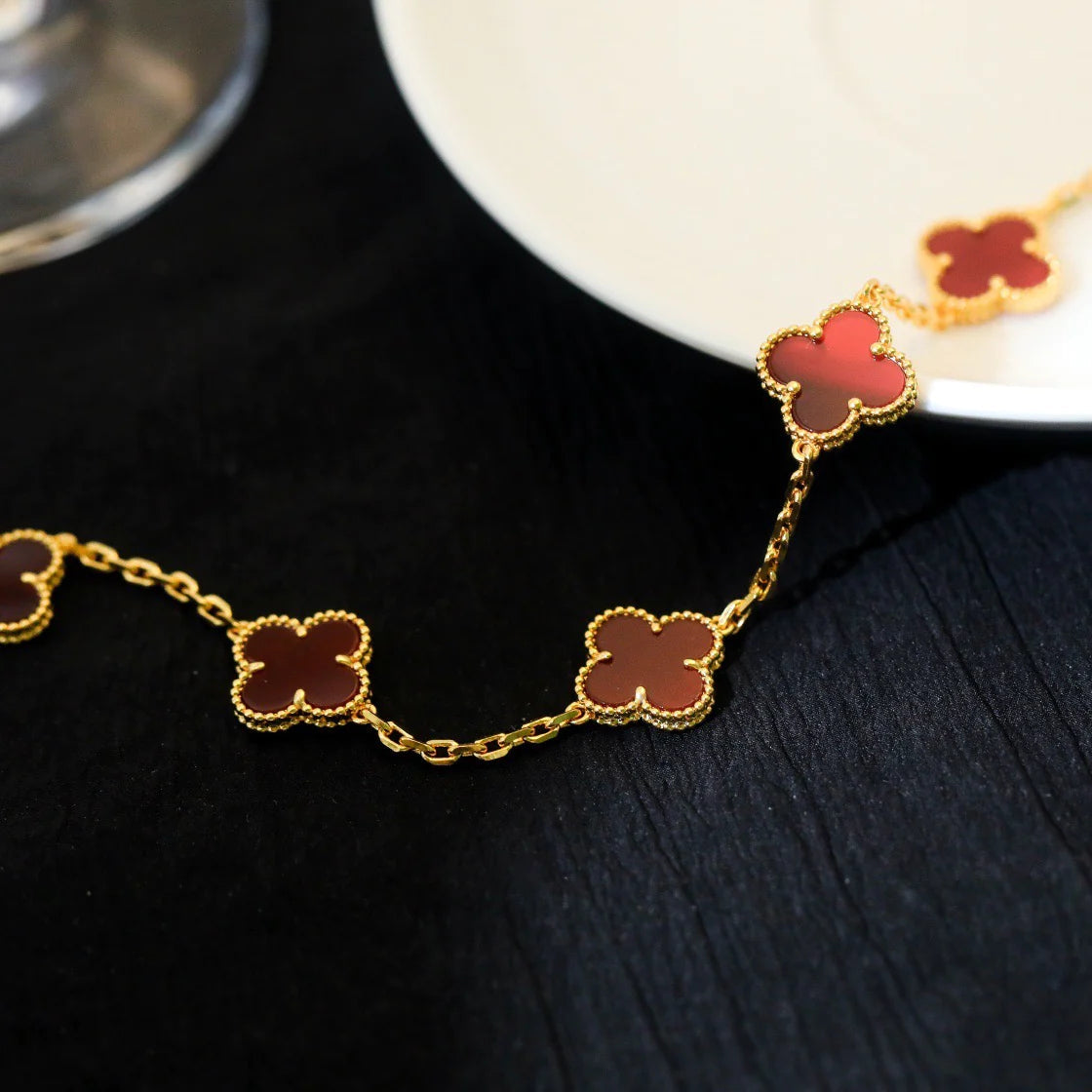 [Rose Jewellery]CLOVER 5 MOTIFS RED AGATE  BRACELET