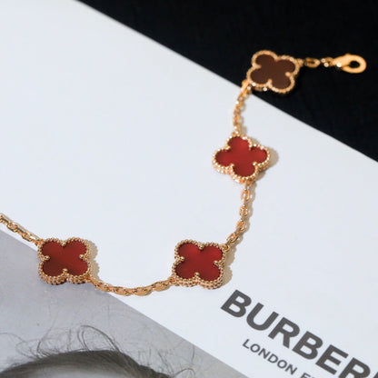 [Rose Jewellery]CLOVER 5 MOTIFS RED AGATE  BRACELET