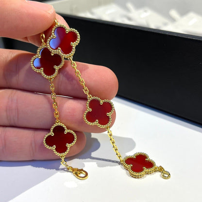 [Rose Jewellery]CLOVER 5 MOTIFS RED AGATE  BRACELET