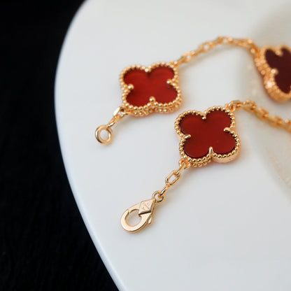 [Rose Jewellery]CLOVER 5 MOTIFS RED AGATE  BRACELET