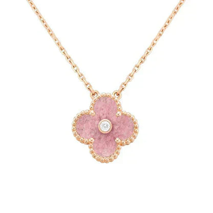 [Rose Jewellery]CLOVER 15MM DIAMOND RHODONITE NECKLACE