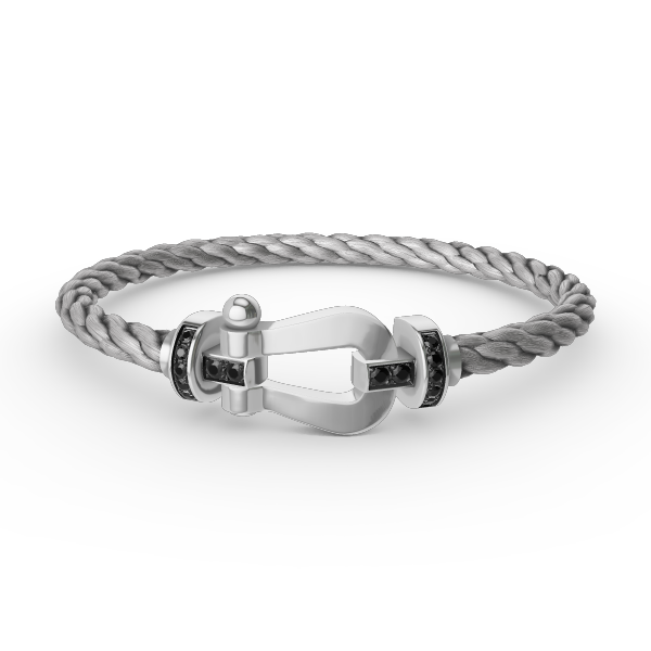 [Rose Jewellery]FORCE LARGE HORSESHOE BLACK DIAMOND BRACELET SILVER