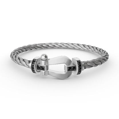 [Rose Jewellery]FORCE LARGE HORSESHOE BLACK DIAMOND BRACELET SILVER