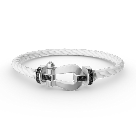 [Rose Jewellery]FORCE LARGE HORSESHOE BLACK DIAMOND BRACELET SILVER