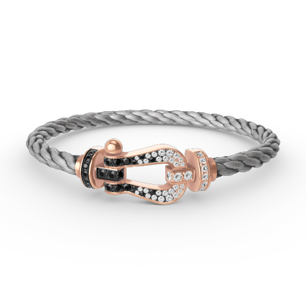 [Rose Jewellery]FORCE LARGE HORSESHOE BLACK WHITE DIAMOND BRACELET ROSE GOLD