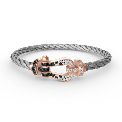 [Rose Jewellery]FORCE LARGE HORSESHOE BLACK WHITE DIAMOND BRACELET ROSE GOLD