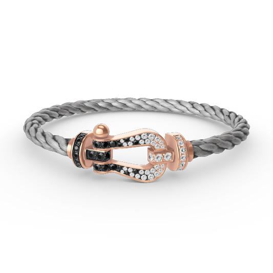 [Rose Jewellery]FORCE LARGE HORSESHOE BLACK WHITE DIAMOND BRACELET ROSE GOLD