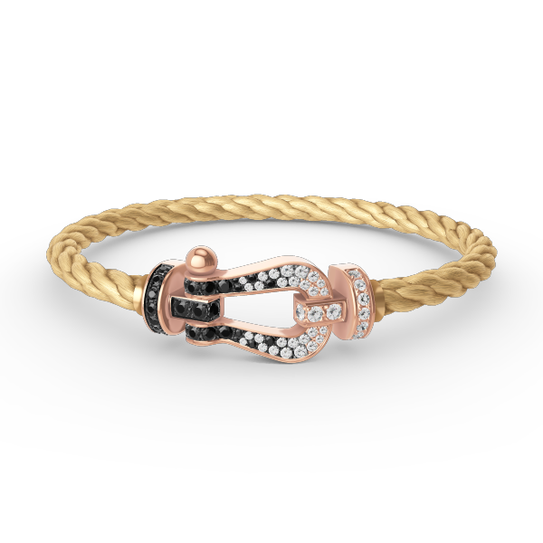 [Rose Jewellery]FORCE LARGE HORSESHOE BLACK WHITE DIAMOND BRACELET ROSE GOLD