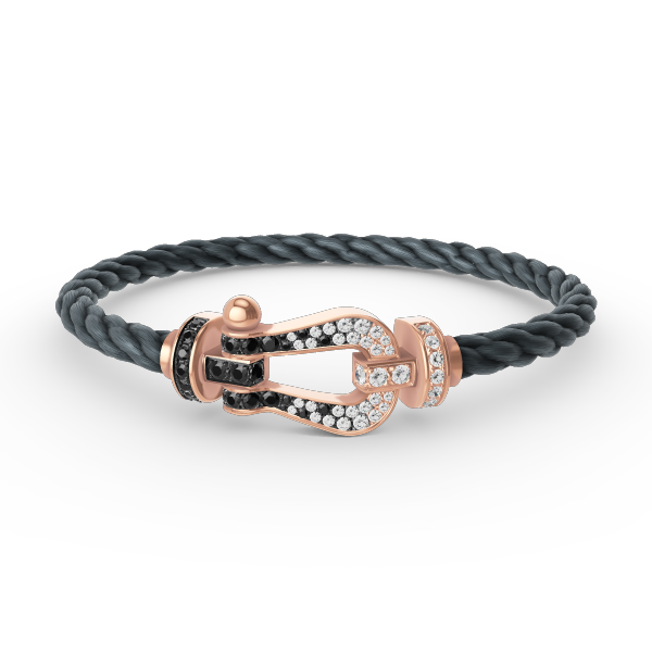 [Rose Jewellery]FORCE LARGE HORSESHOE BLACK WHITE DIAMOND BRACELET ROSE GOLD