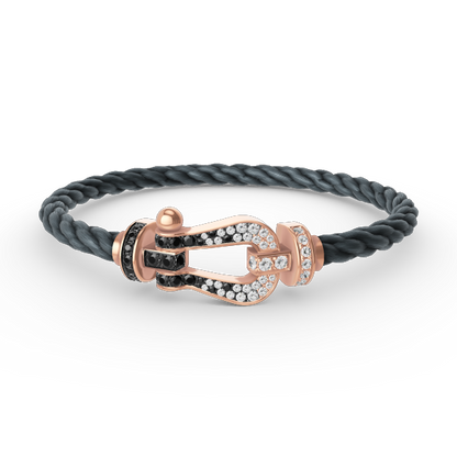 [Rose Jewellery]FORCE LARGE HORSESHOE BLACK WHITE DIAMOND BRACELET ROSE GOLD