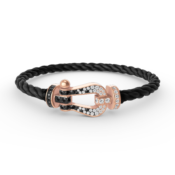 [Rose Jewellery]FORCE LARGE HORSESHOE BLACK WHITE DIAMOND BRACELET ROSE GOLD