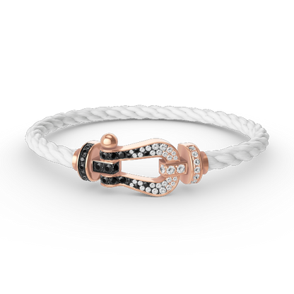 [Rose Jewellery]FORCE LARGE HORSESHOE BLACK WHITE DIAMOND BRACELET ROSE GOLD