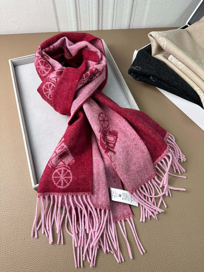 HORSE & CARRIAGE PRINT SCARF 195 CM IN RED PINK 375240