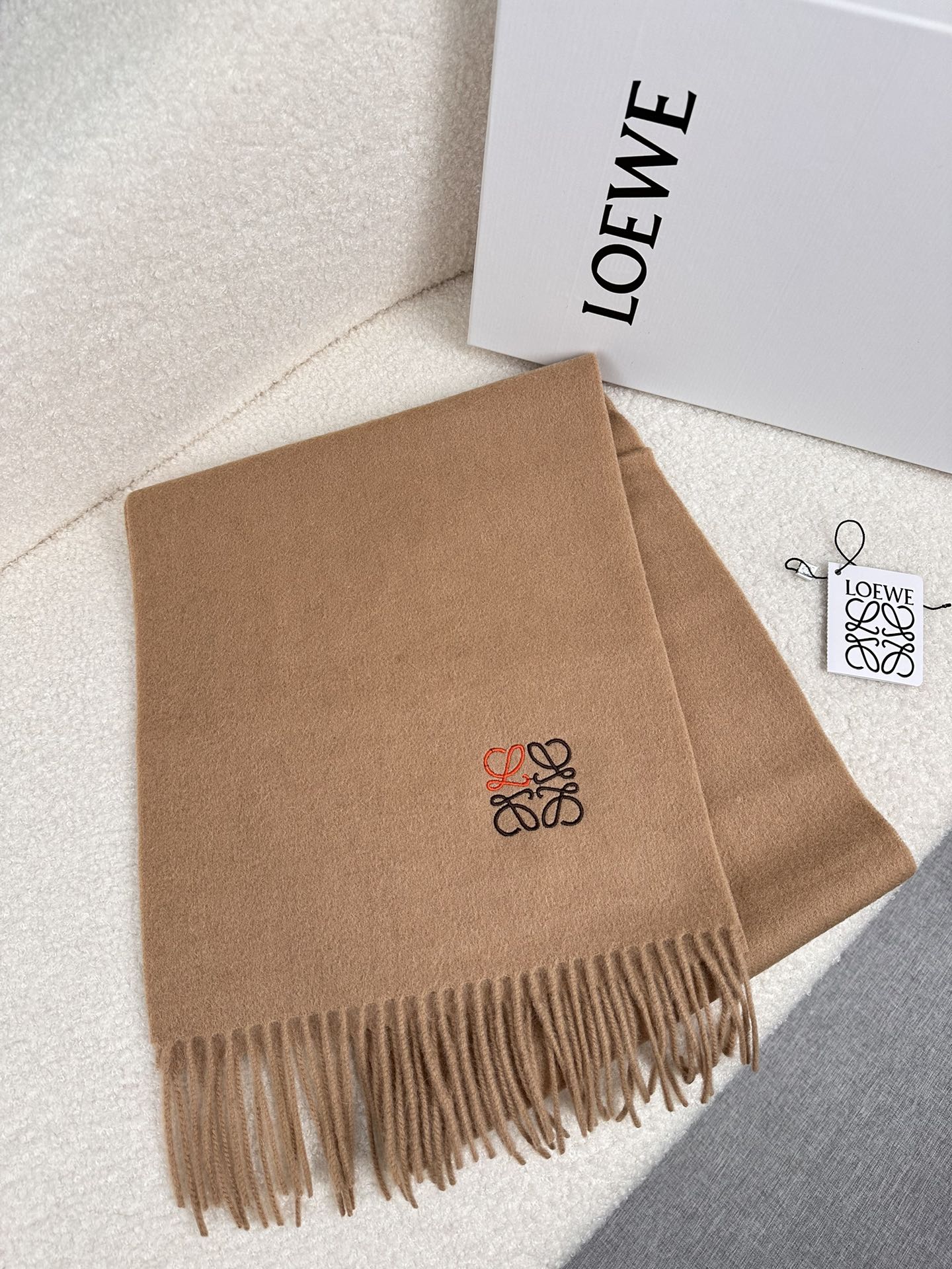 SCARF 180 CM IN CAMEL BEIGE CASHMERE 353156