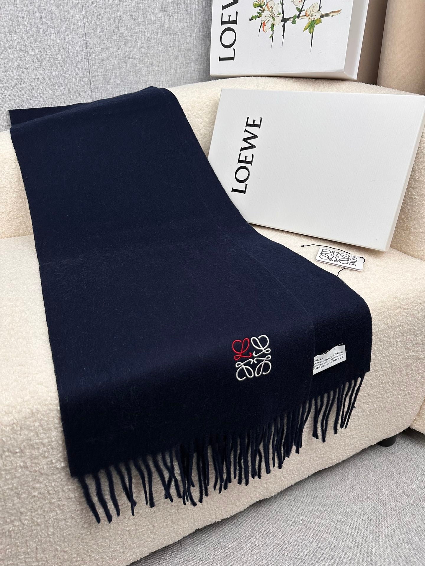 SCARF 180 CM IN NAVY BLUE CASHMERE 353155