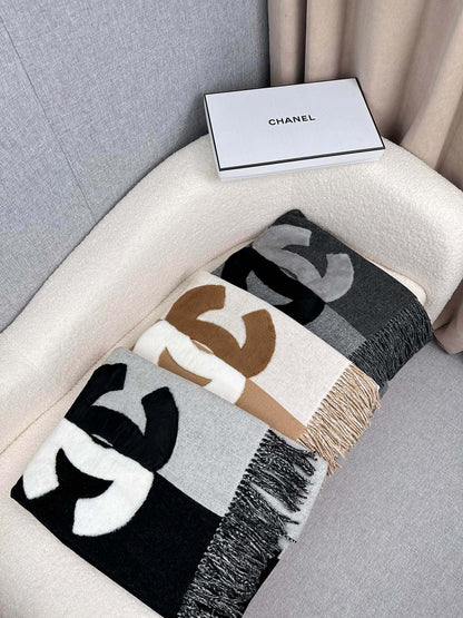 SCARF 200 CM IN CIDER BROWN MIX WHITE CASHMERE AND WOOL 399796