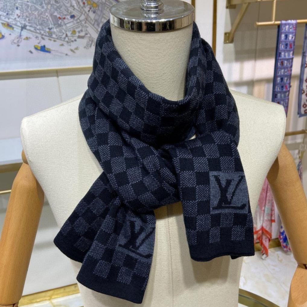 PETIT DAMIER SCARF 170 CM IN BLACK CASHMERE 390784