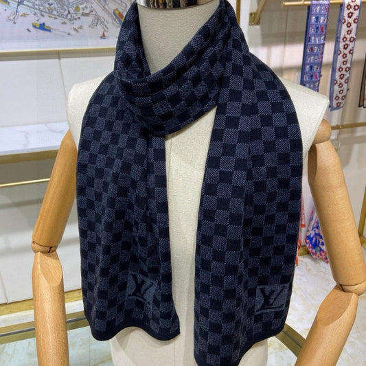 PETIT DAMIER SCARF 170 CM IN BLACK CASHMERE 390784